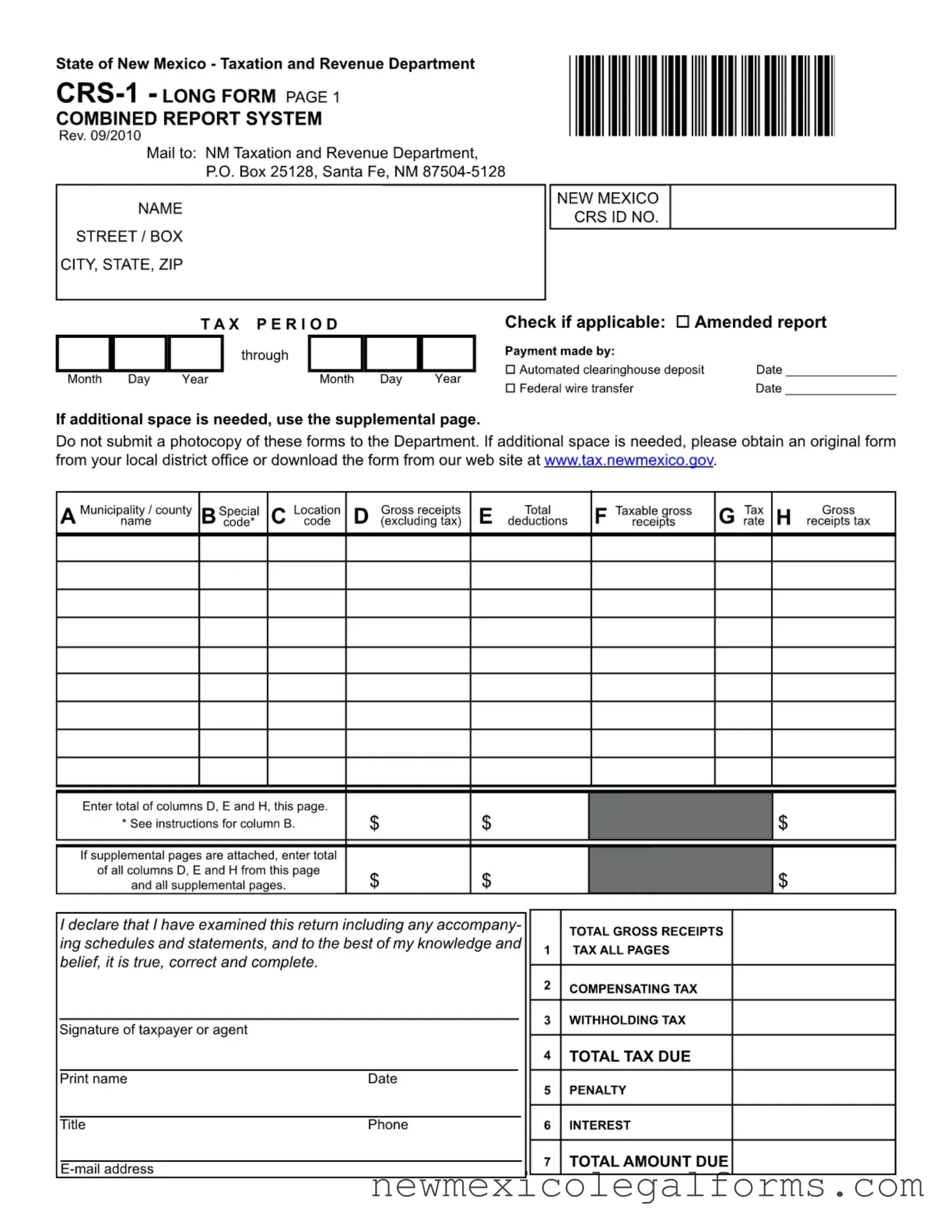 Fill a Valid Crs 1 Form