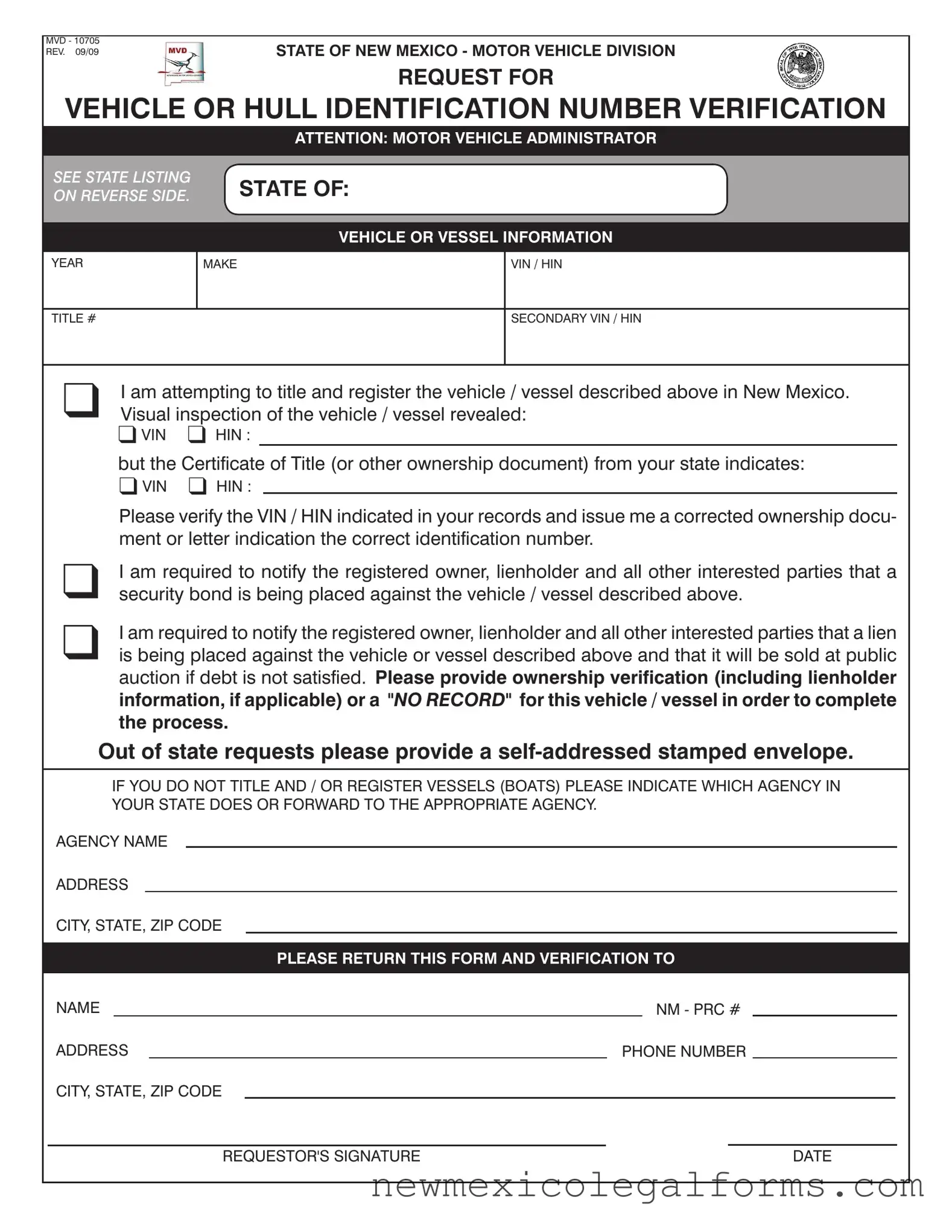 Fill a Valid Mvd 10705 Form