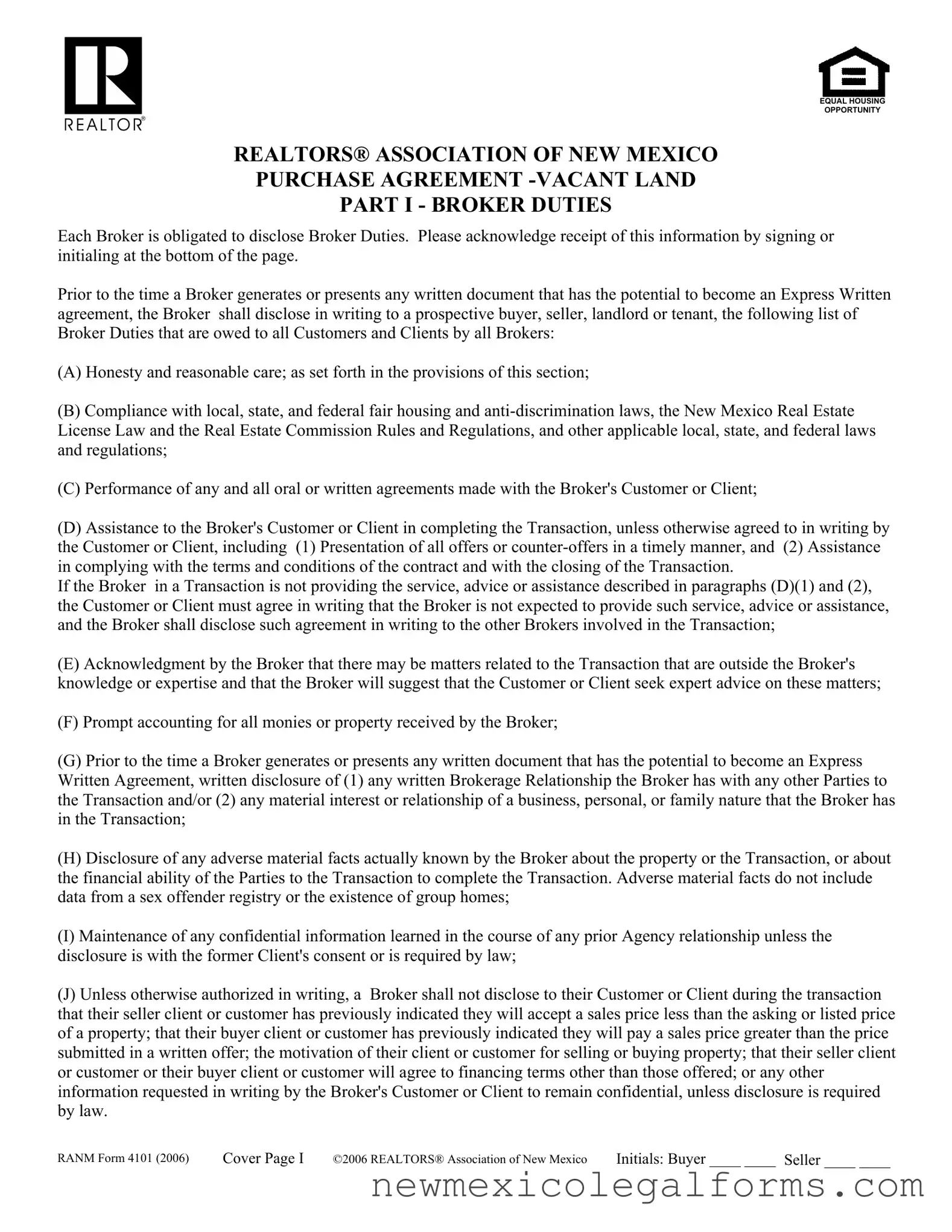 Fill a Valid New Mexico Agreement Land Form