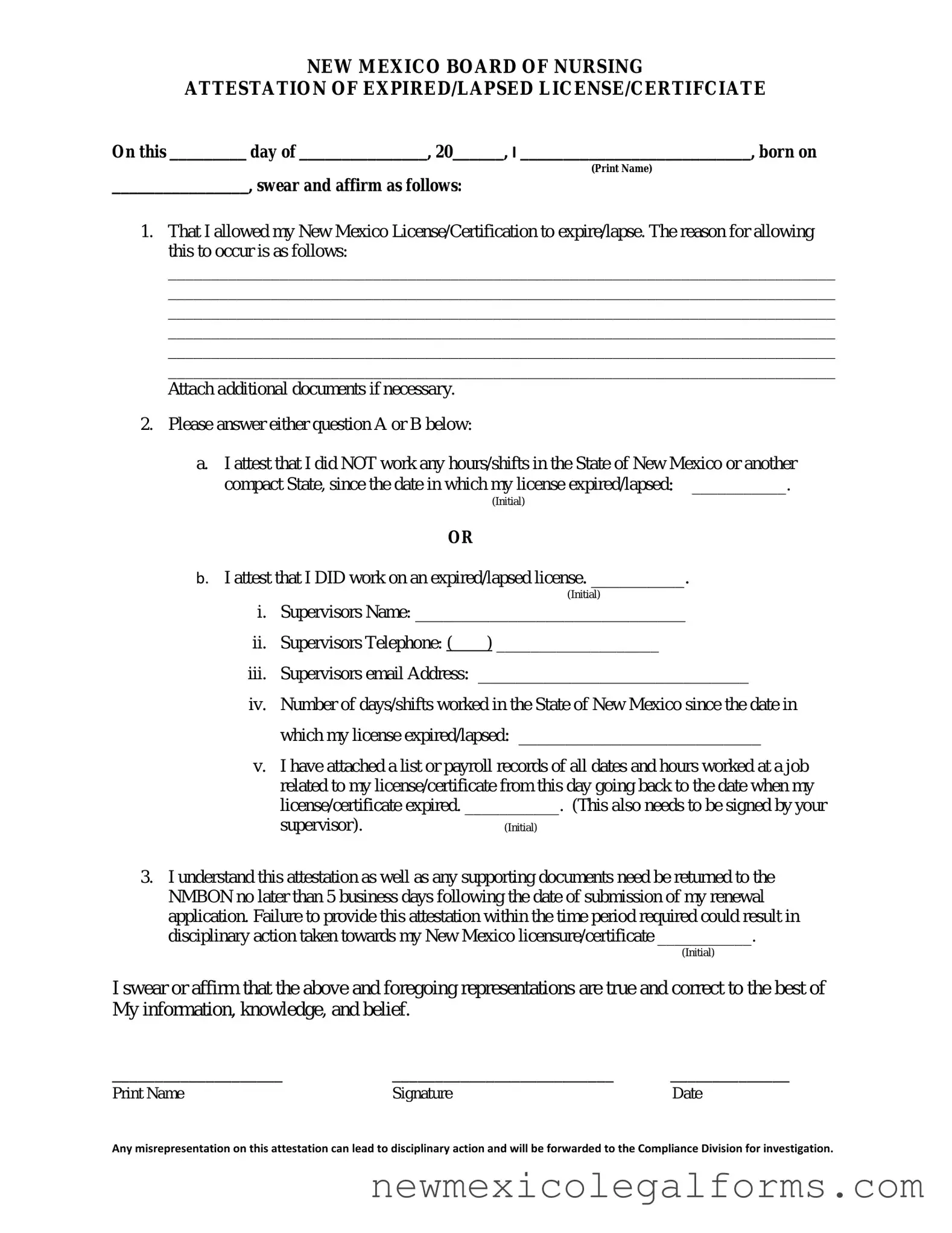 Fill a Valid New Mexico Board Of Nursing Form