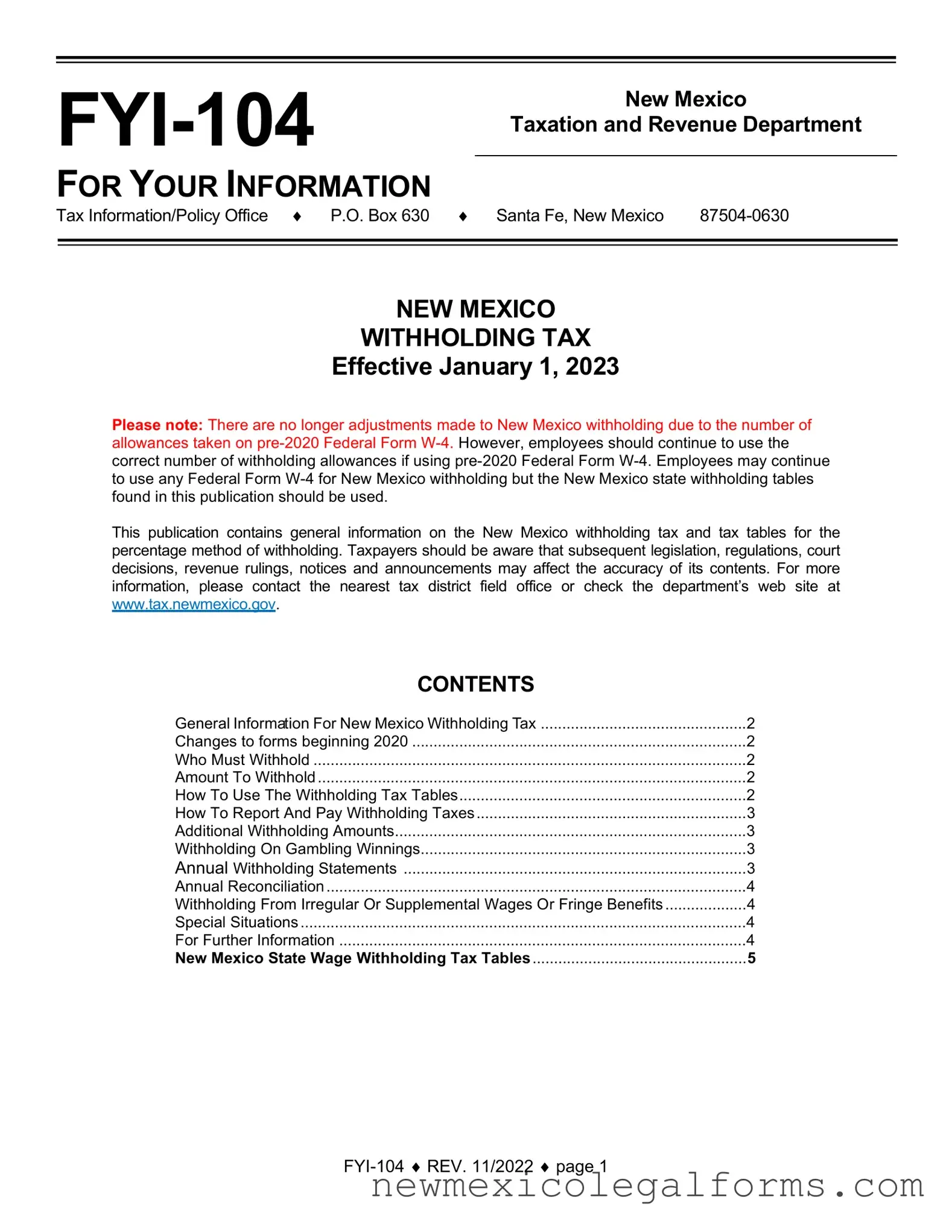 Fill a Valid New Mexico Withholding Form