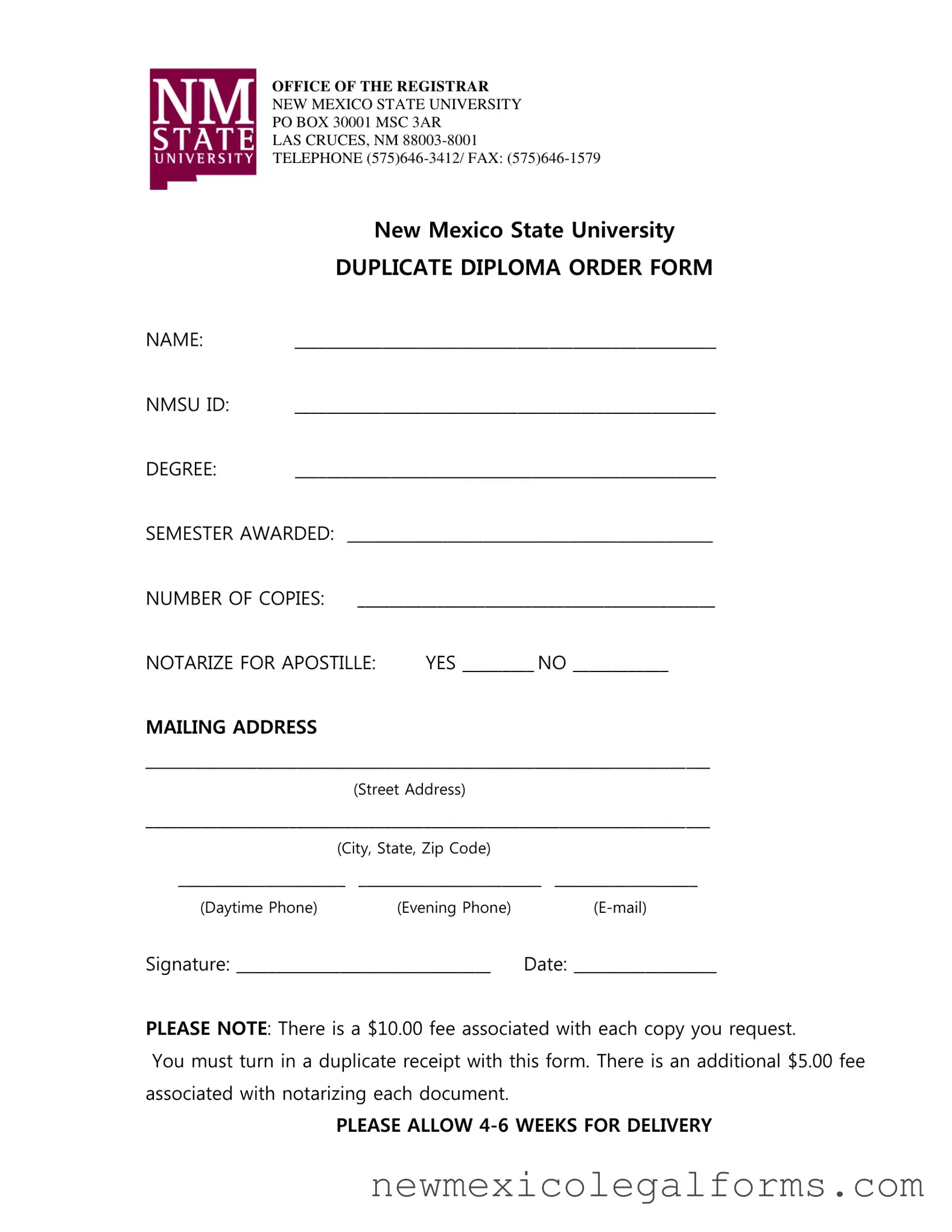 Fill a Valid Nmsu Id Form