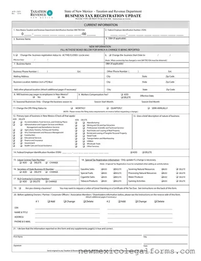 Fill a Valid Acd 31075 Tax Registration Update Form