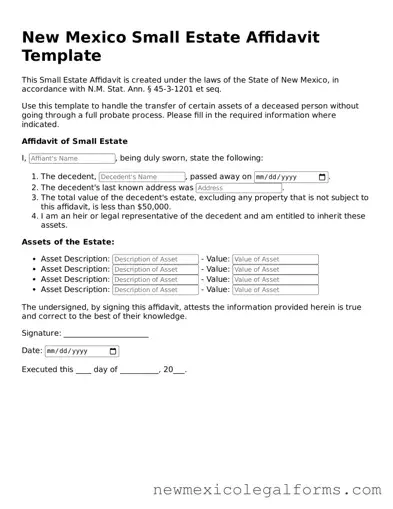 Free Small Estate Affidavit Form for the State of New Mexico
