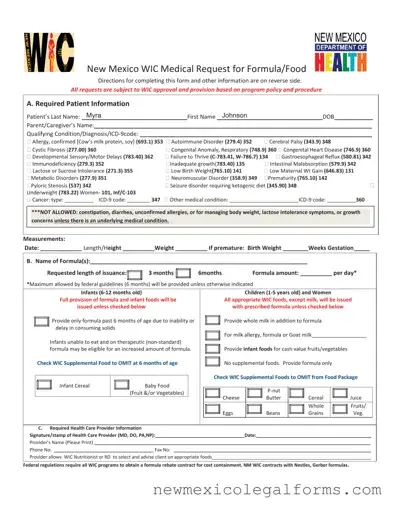 Fill a Valid New Mexico Wic Prescription Form