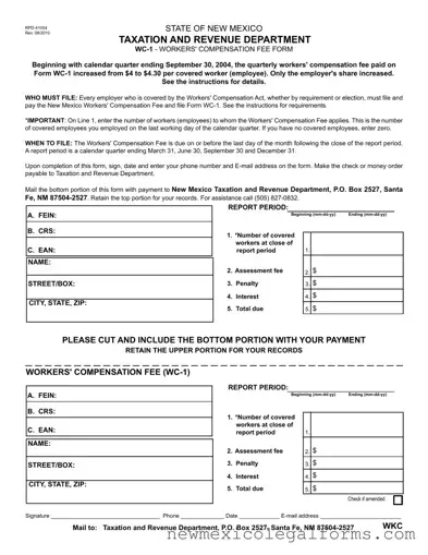Fill a Valid State Of New Mexico Wc 1 Form