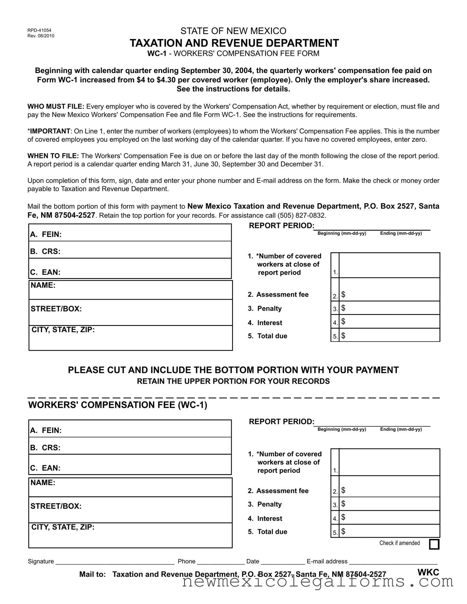Fill a Valid State Of New Mexico Wc 1 Form
